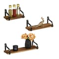 Miniatyrbild 1 av 6: Relaxdays Vägghängande Hylla Set med 3 Rustik Trä Metall Modern Förvaringsdekor, 23, 33 &amp; 43 cm, Nature