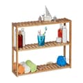 Miniatyrbild 1 av 6: Relaxdays Bamboo vägghylla, 3 förvaringsutrymmen, justerbar höjd, HLP: 50 x 60 x 15 cm, badrum &amp; kök, natur
