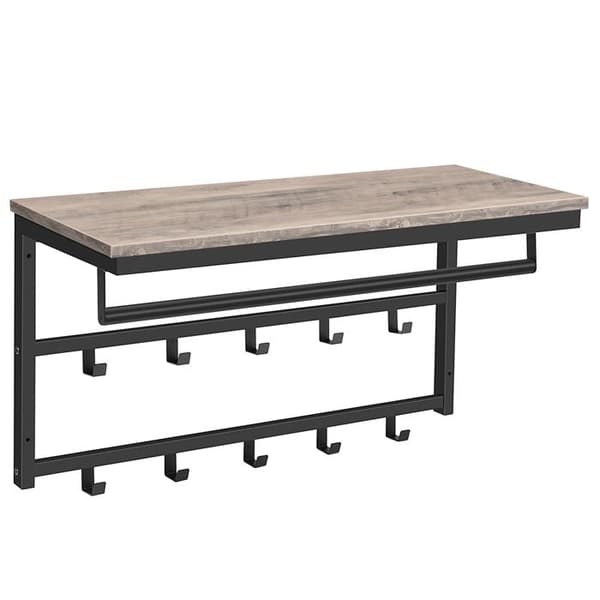 Väggklädhängare - HOOBRO - Förvaringshylla - 10 krokar - Metall - Industriell stil