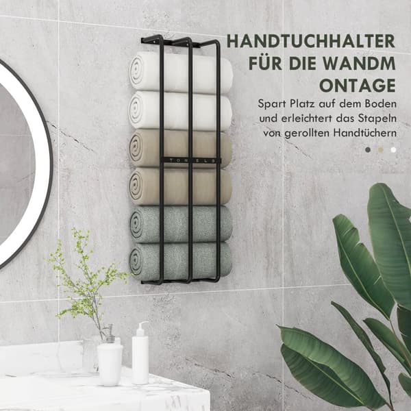 Håndklædeholder, 21x12x74 cm, Sort
