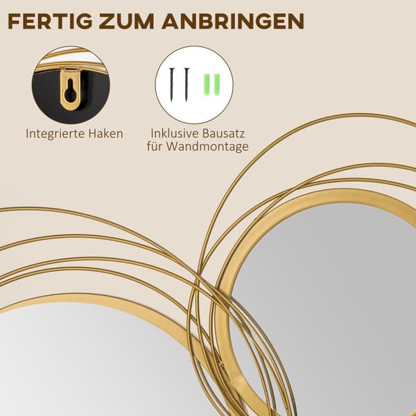 Väggdekoration Set, 107x56x4 cm, Guld