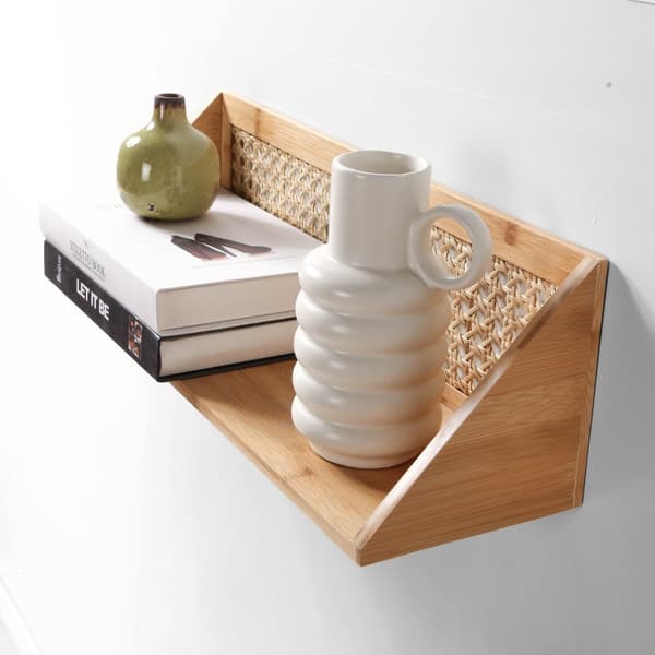 Etagère murale en bambou et rotin naturel - L50 cm