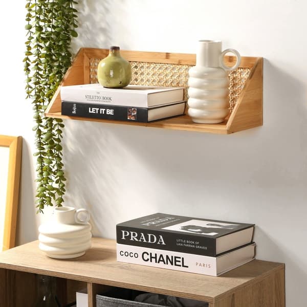 Etagère murale en bambou et rotin naturel - L50 cm