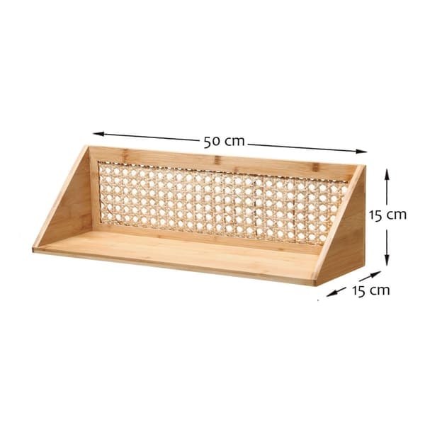 Etagère murale en bambou et rotin naturel - L50 cm