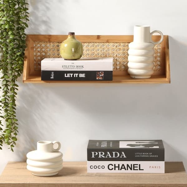 Etagère murale en bambou et rotin naturel - L50 cm