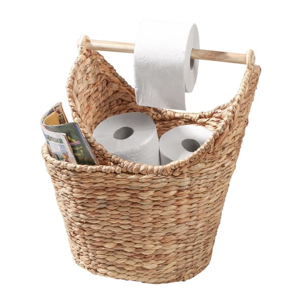Panier de rangement pour papier toilette en jacinthe d'eau - H42 cm