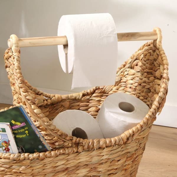 Panier de rangement pour papier toilette en jacinthe d'eau - H42 cm