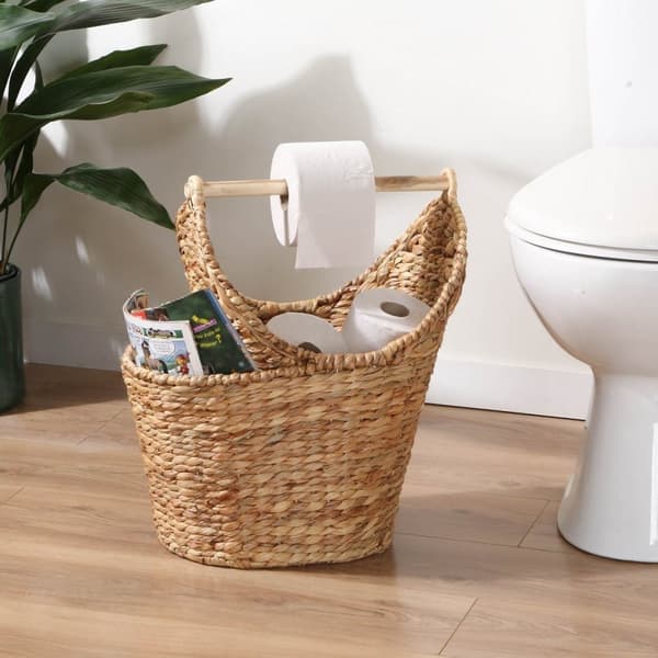 Panier de rangement pour papier toilette en jacinthe d'eau - H42 cm