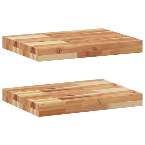 Svävande hyllor 2 st 40x30x4 cm behandlat massivt akaciaträ