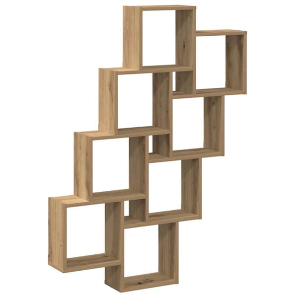 Vägghylla kubformad artisan ek 90x15x119,5 cm konstruerat trä