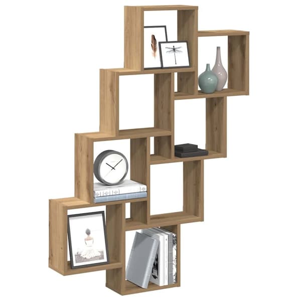 Vägghylla kubformad artisan ek 90x15x119,5 cm konstruerat trä