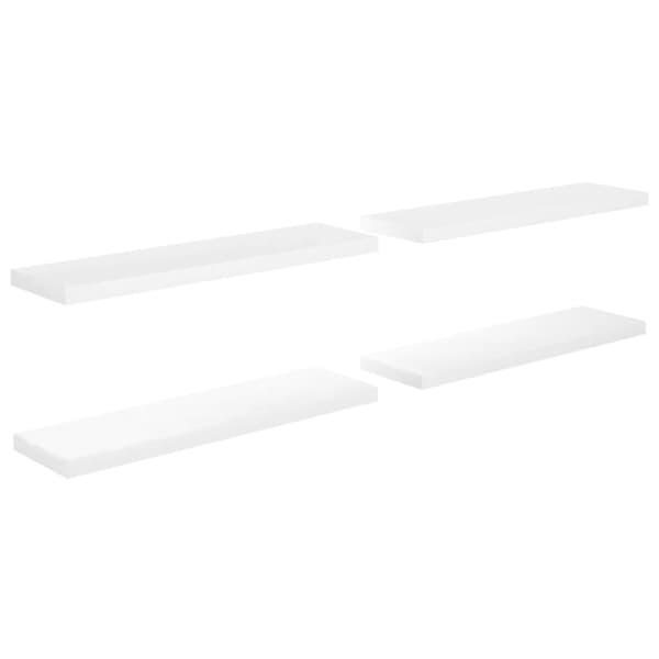 Svävande vägghyllor 4 st vit högglans 90x23,5x3,8 cm MDF