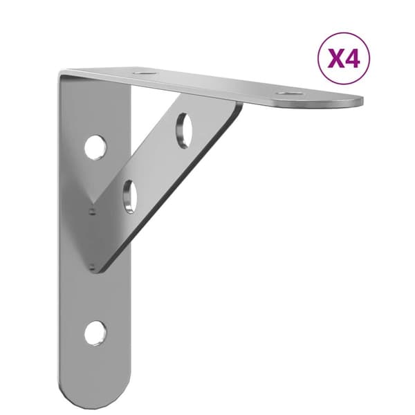 Hyllfästen 4 st 15x2,5x11,5 cm silver rostfritt stål
