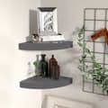 Miniatyrbild 1 av 2: Svävande hörnhyllor 2 st grå högglans 25x25x3,8 cm MDF