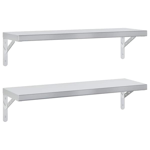 Vägghyllor 2 st 75x23,5 cm silver rostfritt stål
