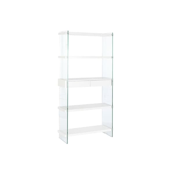 Hyller DKD Home Decor Hvit Gjennomsiktig Krystall Tre MDF 90 x 35 x 180 cm (1)