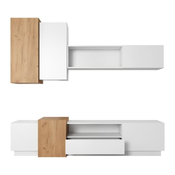 FURNLUX VÄGGSKÅP 3D VIT & GULD 220CM