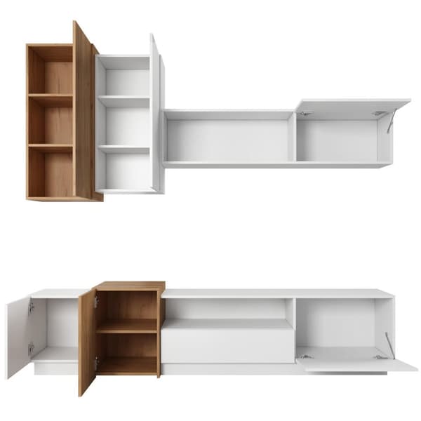 FURNLUX VÄGGSKÅP 3D VIT & GULD 220CM
