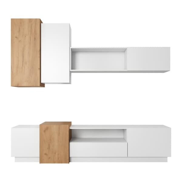 FURNLUX VÄGGSKÅP 3D VIT & GULD 220CM