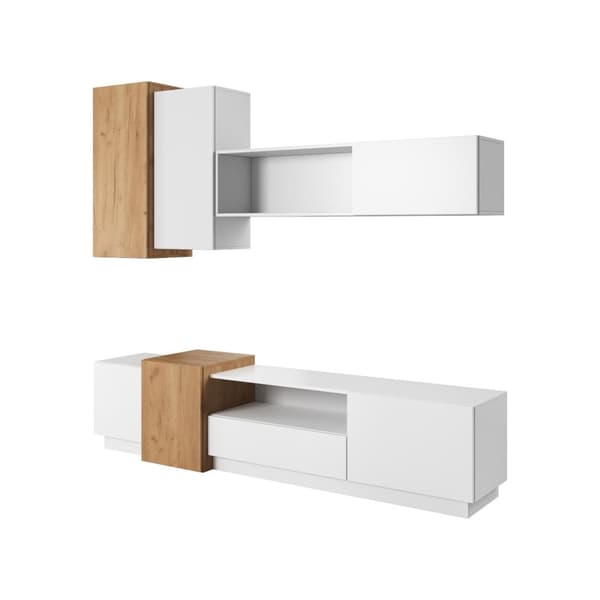 FURNLUX VÄGGSKÅP 3D VIT & GULD 220CM
