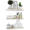 Miniatyrbild 1 av 5: Lollanda 3-pack väggmonterade hyllor – träsvävande vägghyllor – för förvaring i kök, badrum och sovrum