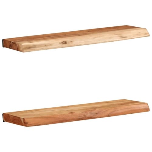 Vägghyllor 2 st 60x20x3,5 cm massivt trä akacia
