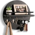 Miniatyrbillede 1 af 7: Lollanda Rund Træ Nøgleholder med Opbevaringsbakke og Kroge Design, Perfekt til Entre, Gang, Soveværelse og Kontor
