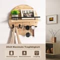Miniatyrbillede 2 af 7: Lollanda Rund Træ Nøgleholder med Opbevaringsbakke og Kroge Design, Perfekt til Entre, Gang, Soveværelse og Kontor