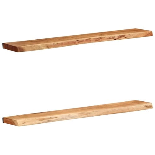 Vägghyllor 2 st 100x20x3,5 cm massivt trä akacia