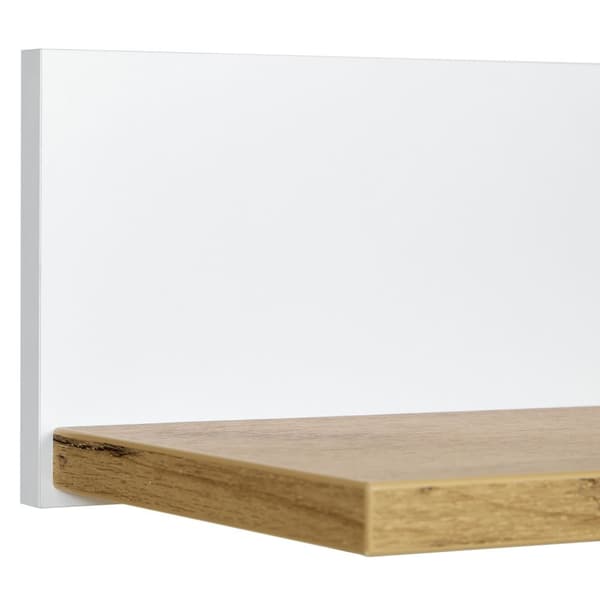 Seinähylly, 115x16x21.5 cm, Valkoinen ja Luonnollinen