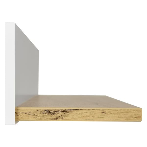 Seinähylly, 115x16x21.5 cm, Valkoinen ja Luonnollinen
