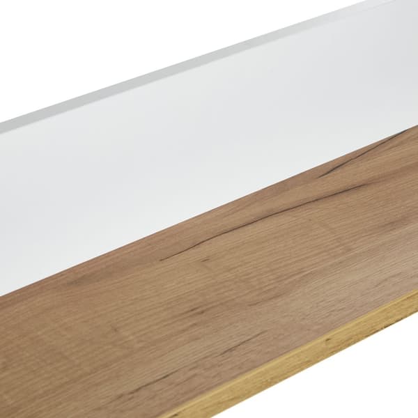 Seinähylly, 115x16x21.5 cm, Valkoinen ja Luonnollinen