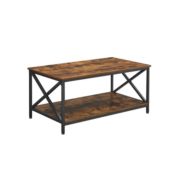 Soffbord med hyllor i vintage brunt och svart