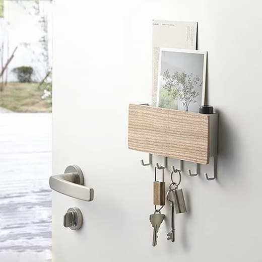 Lollanda Kompakt Nyckelhållare med 5 Krokar, Väggmonterad Nyckelhållare, med Förvaringsbricka - för Hall, Korridor, Sovrum & Kontor