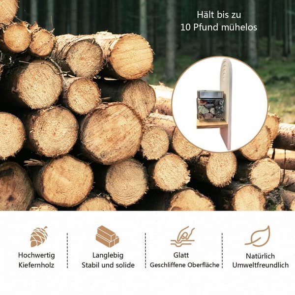 Lollanda 2-pack vägghyllor i bohemisk stil – trähyllor med expanderbultar, passar vardagsrum, sovrum och kök