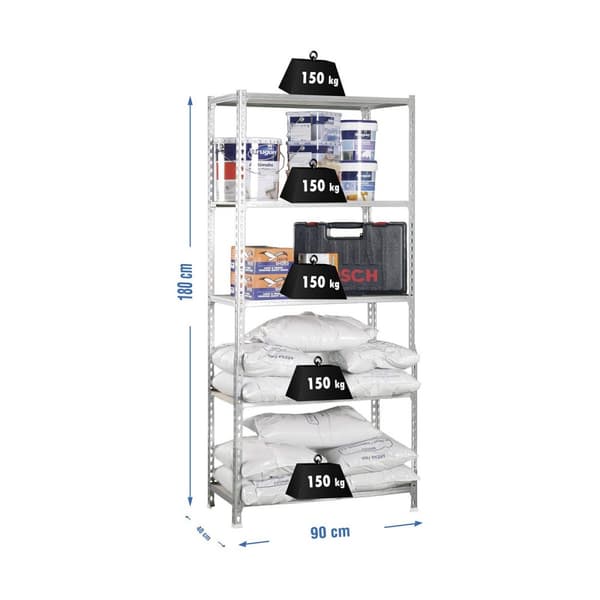 Hyllyt Simon Rack Maderclick 5/400 750 kg Metalli Puu 5 Hyllyt lastulevy (180 x 90 x 40 cm)