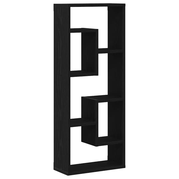 Vägghylla svart ek 36x16x90 cm konstruerat trä