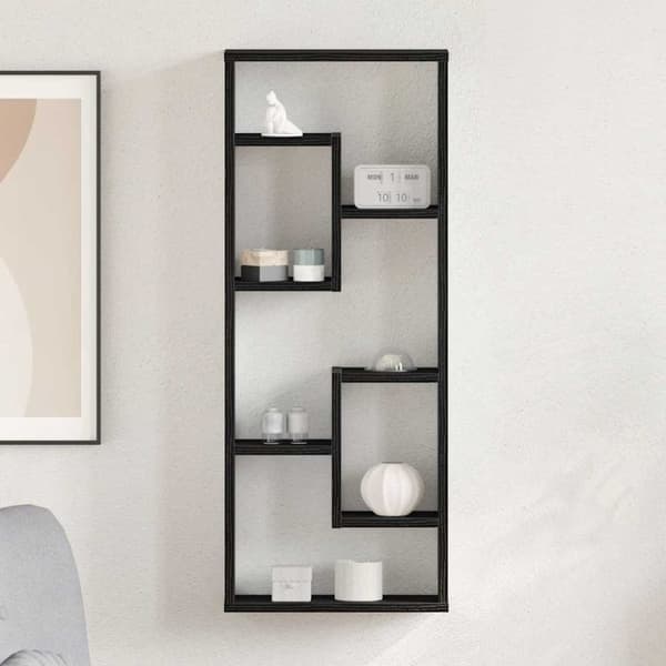 Vägghylla svart ek 36x16x90 cm konstruerat trä