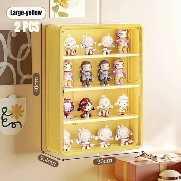 Opbevaringsboks, Støvfri Organizer, Vægmonteret Display,Gul-L-2PCS