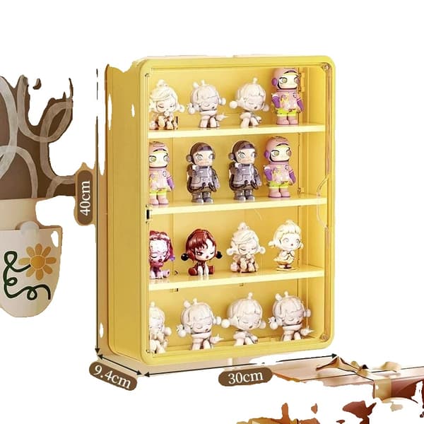 Opbevaringsboks, Støvfri Organizer, Vægmonteret Display,Gul-L-2PCS
