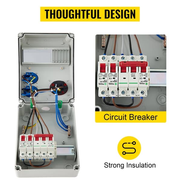16A 230V/400V väggströmfördelare med 2st Schuko-uttag och 1st CEE-uttag, säker att använda, lätt att installera, bred applikation