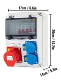 Miniatyrbild 9 av 9: 16A 230V/400V väggströmfördelare med 2st Schuko-uttag och 1st CEE-uttag, säker att använda, lätt att installera, bred applikation