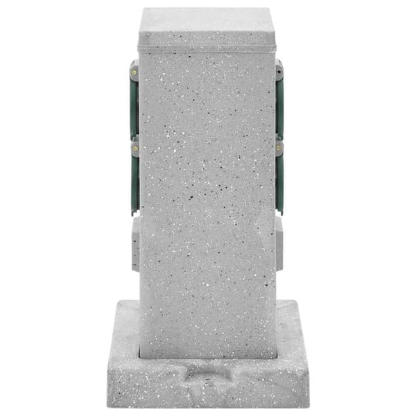 vidaXL udendørs strømforsyning 4-vejs m.spyd stenlook grå 16x16x29,5cm