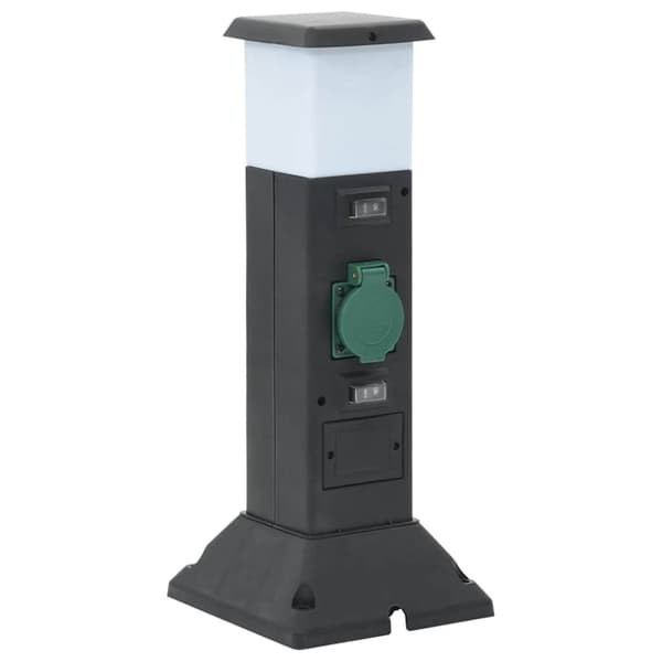 vidaXL udendørs søjle med stikkontakter og lampe + spyd 16x16x39,5 cm