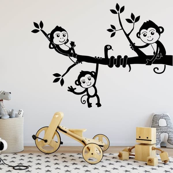 Gren med søde og sjove aber - wallstickers