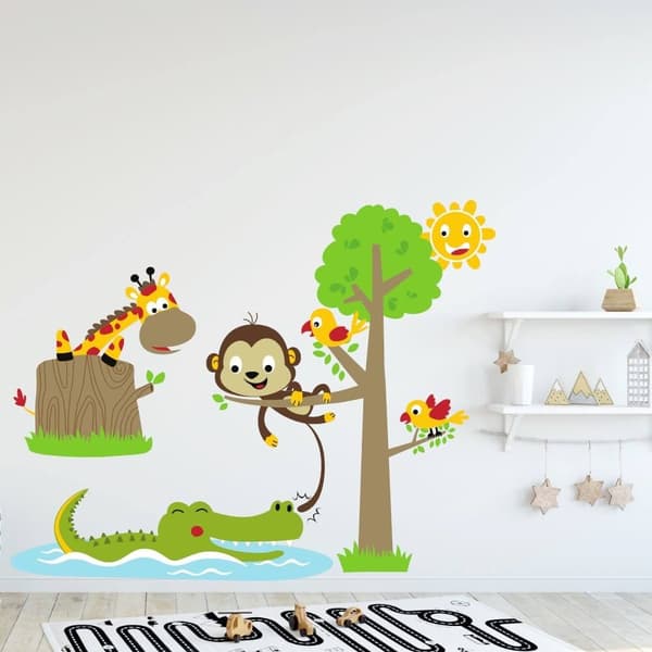 wallstickers - Abe, Krokodille og giraf