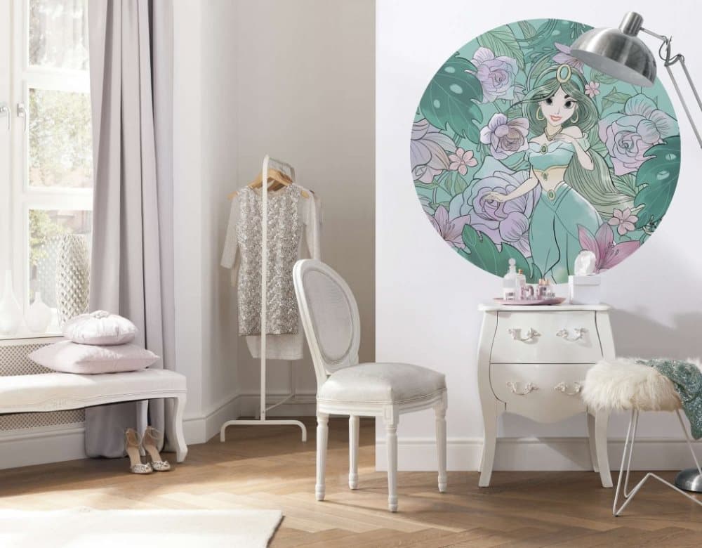 Väggdekor/tapet Ø125 cm Rund wall sticker - Disney Jasmin Elegant
