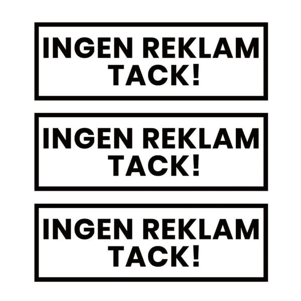 3-pack ingen reklame takk klistremerke dekal hvit 3.5x10.5cm