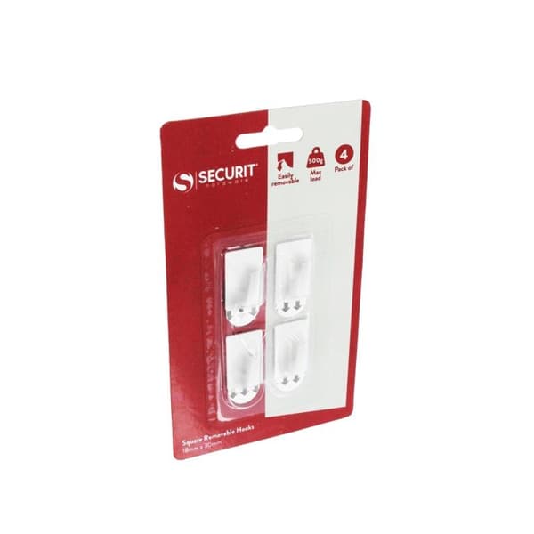 Securit Square Removable Hooks (Pack of 4)