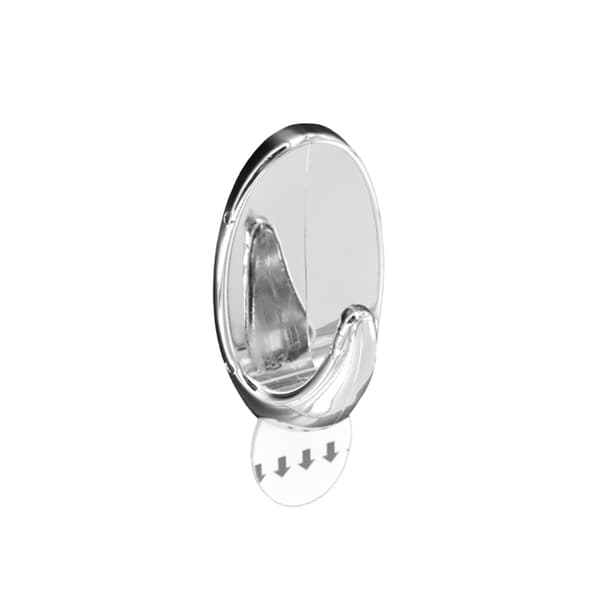 Securit Oval Stick On Hooks (Pack of 3) Chrome 50mm x 30mm